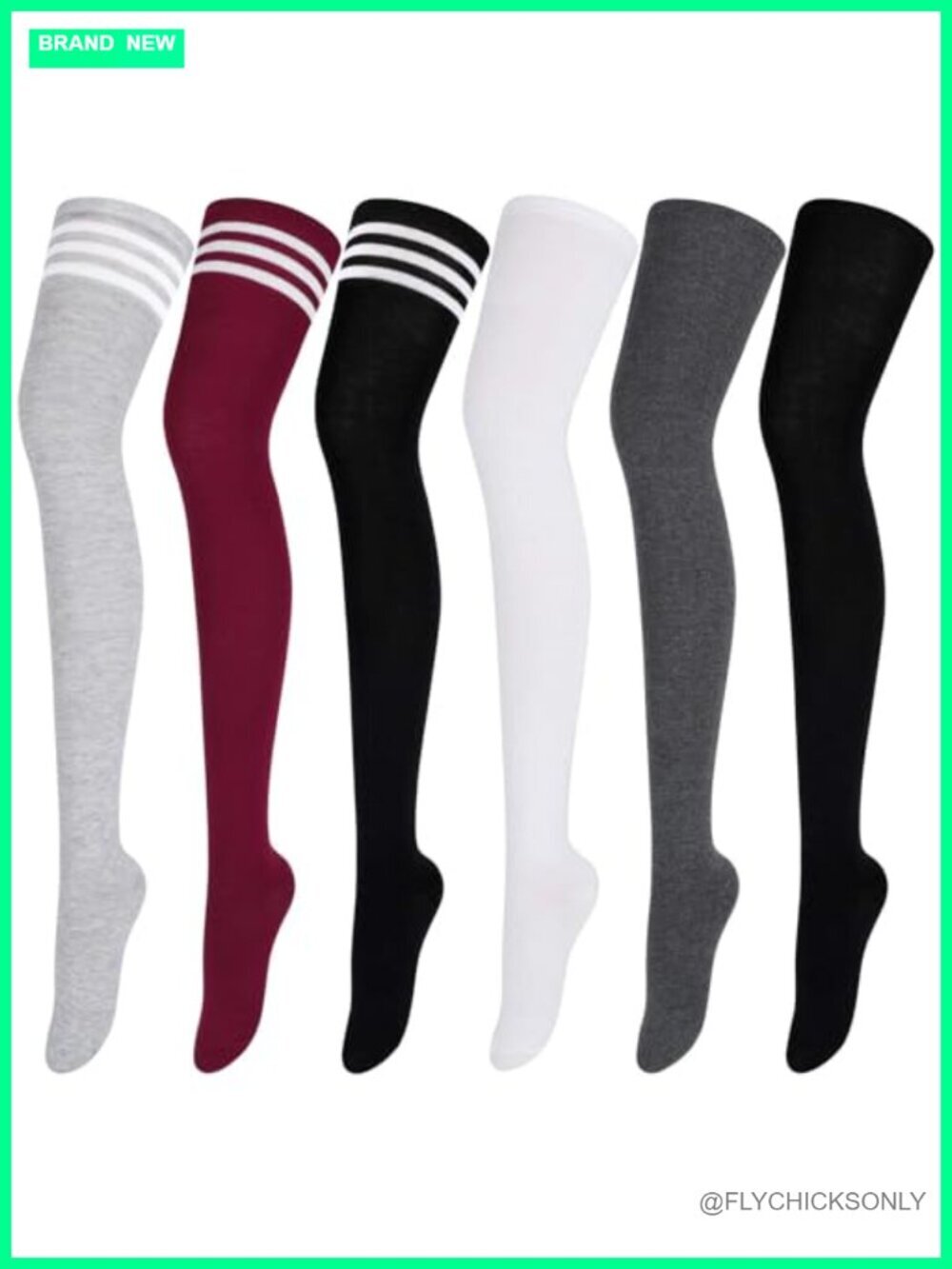 Thigh High Socks Over Knee Stockings Extra Long Leg Warmers 6 Pairs